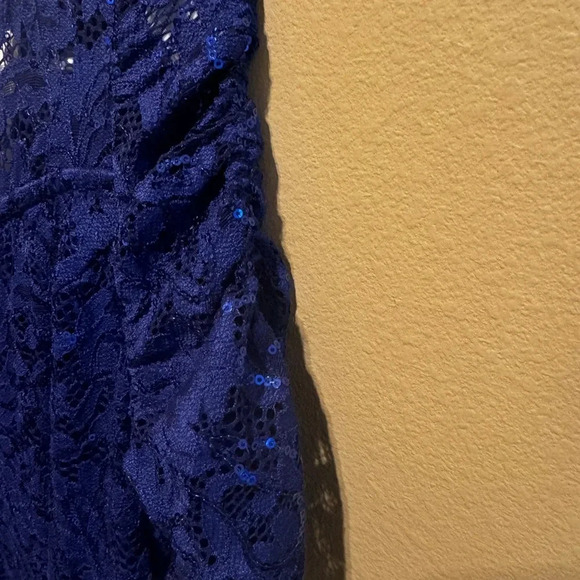 Marina Women’s Blue Sequin Lace Cocktail Dress Short Sleeve Sz S - Picture 13 of 13